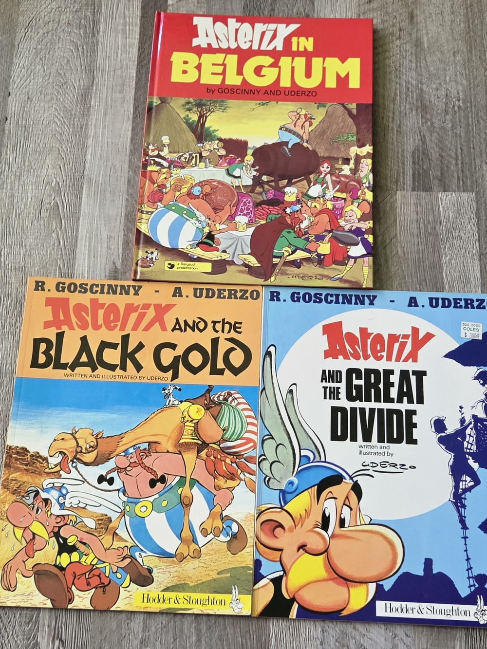Vintage Asterix Comic Book 3 Lot Belgium Black Gold Great Divide Goscinny Uderzo